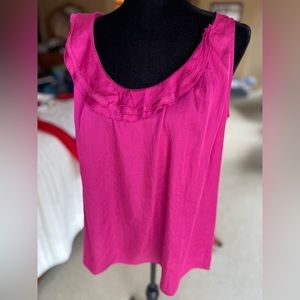 Magenta, hot pink silky tank. LOFT size L